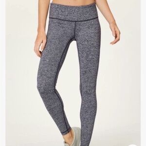 Lululemon Wunder Under Low Rise Full-On Luon Tight Leggings Heathered Black 6 S